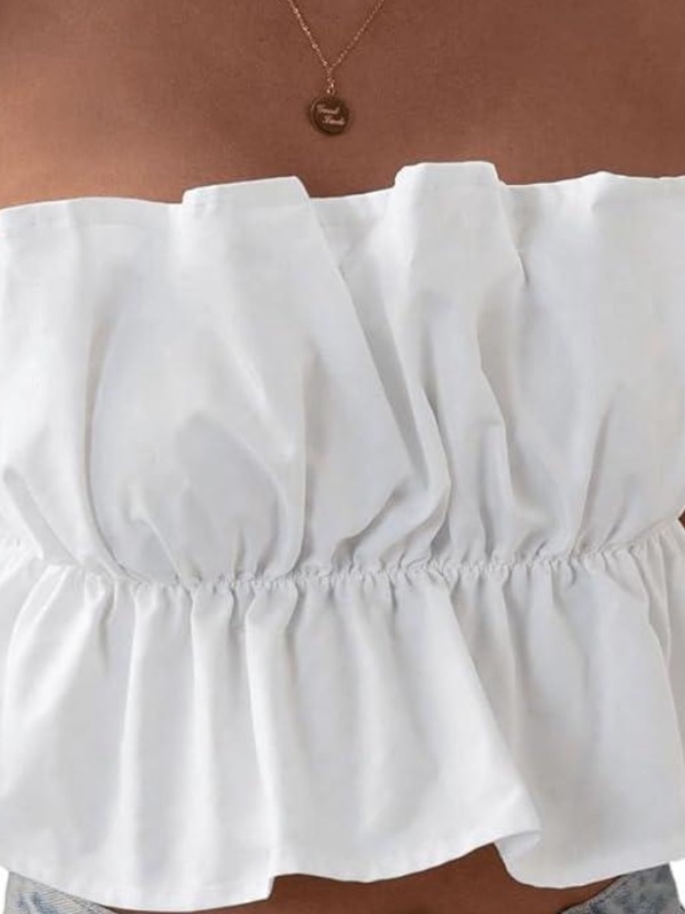 White Ruffled Strapless Top - Picture 4 of 4